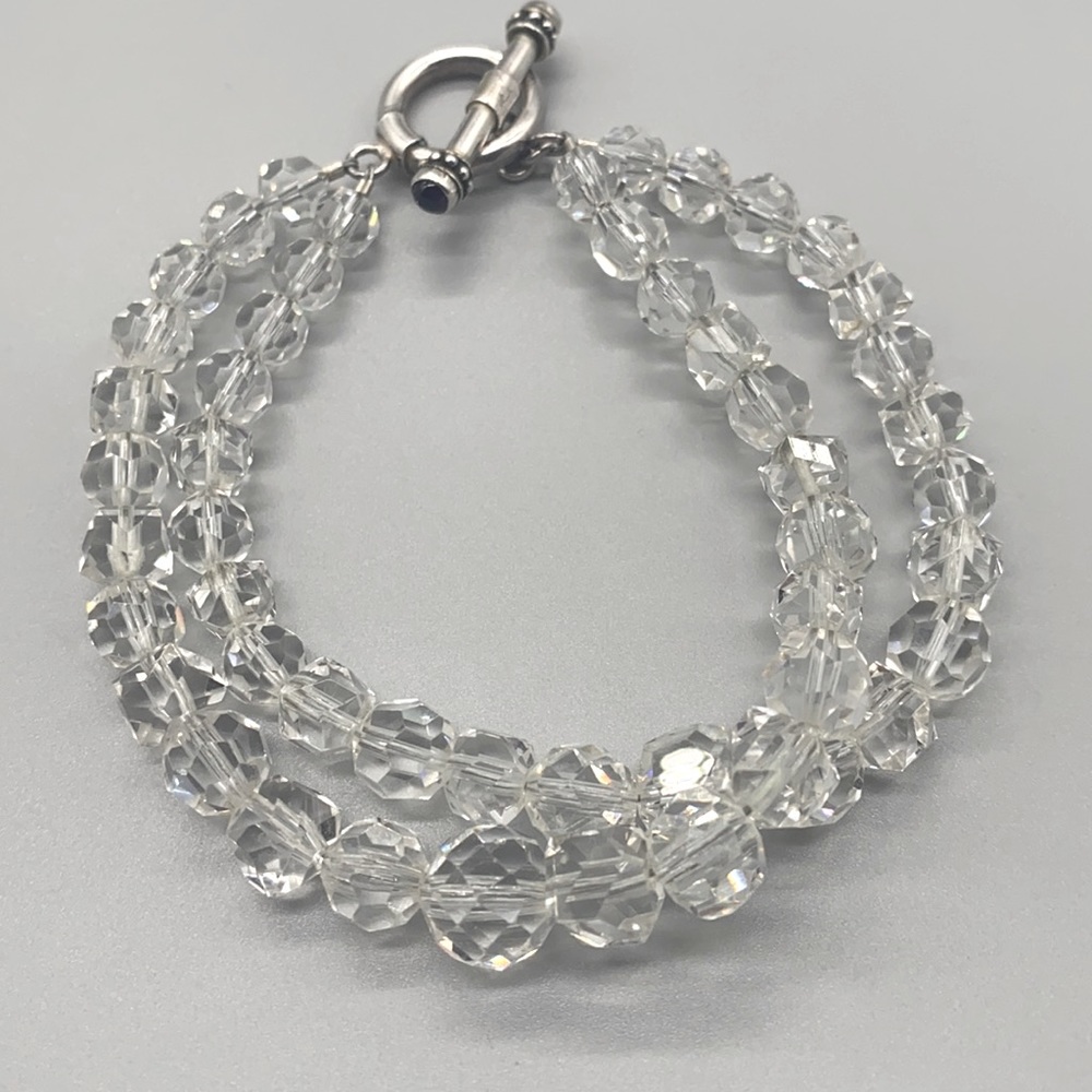 Beautiful vintage double strand of lead clear faceted crystal bracelet 🌸
